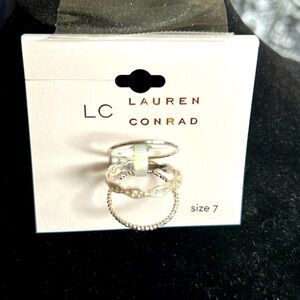 Lauren Conrad Ring Set, Size 7, Bands, Silver-Tone w/clear Stones